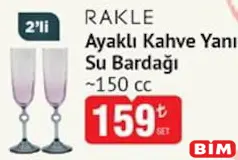 RAKLE AYAKLI KAHVE YANI SU BARDAĞI 150 CC 2'Lİ RAKLE AYAKLI KAHVE YANI SU BARDAĞI 150 CC 2'Lİ